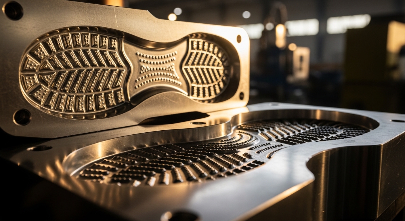 CNC mould machining golden light